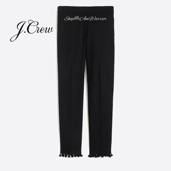J.Crew black linen pom pom trim pull-on pants *shop@iamwarrior - Picture 3 of 11